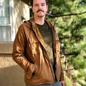 LUCKY BRAND brown zipper hooded jacket